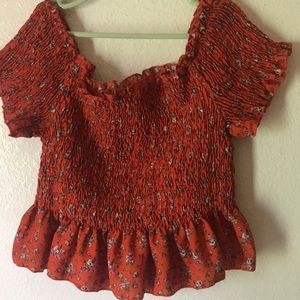 off the shoulder orange crop top